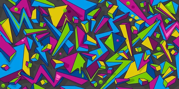 Senza cuciture colorato astratto Graffiti stile geometrico modello vettoriale illustrazione sfondo arte — Vettoriale Stock