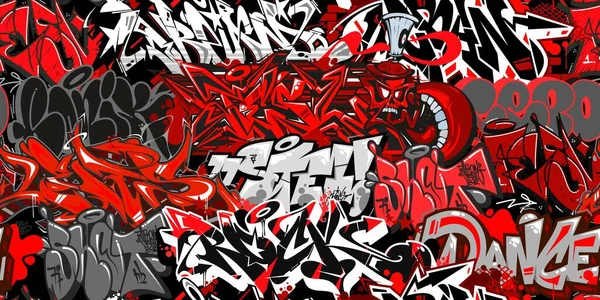 Abstract Graffiti Street Art Naadloos Patroon. Vector Illustratie Achtergrond Art — Stockvector