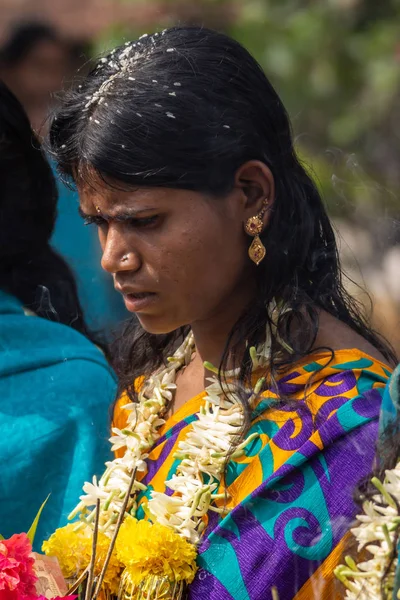 Belathur Karnataka India Novembre 2013 Primo Piano Della Donna Vestita — Foto Stock