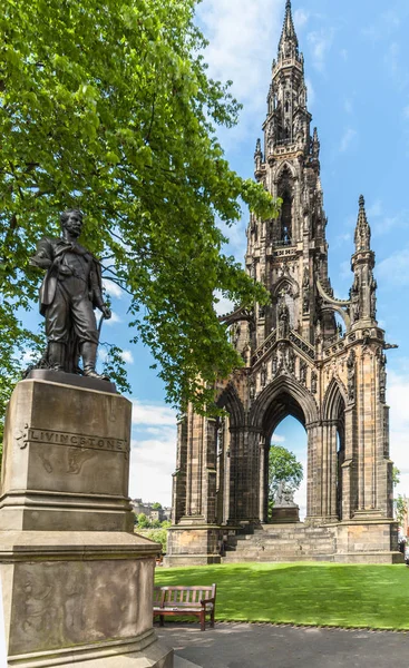 Edimburgo Escocia Reino Unido Junio 2012 Estatua Livingstone Monumento Entero — Foto de Stock