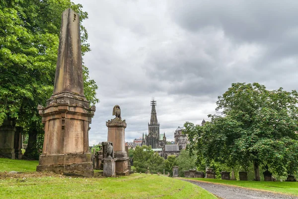 Glasgow Schottland Großbritannien Juni 2012 Nekropole Braune Steindenkmäler Und Grabsteine — Stockfoto
