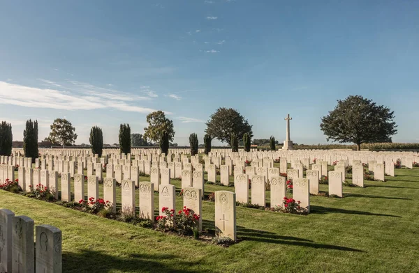 Osvědčené Flandry Belgie Září 2018 Přehled Mendinghem Britské Válečné Hřbitov — Stock fotografie