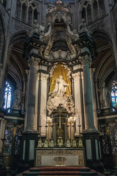 Gand Belgique Septembre 2018 Autel Principal Avec Statue Dans Chœur — Photo