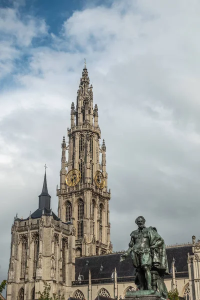 Antwerp Belgium September 2018 Peter Paul Rubens Bronze Statue Towers — Stock Photo, Image
