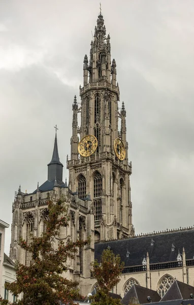 Antwerp Belgium September 2018 Closeup Towers Nave Onze Lieve Vrouwe — Stock Photo, Image