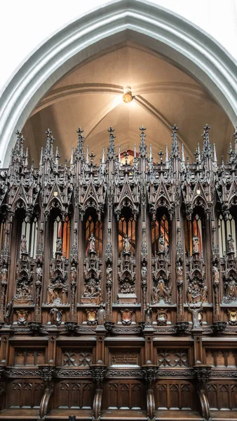 Antuérpia Bélgica Setembro 2018 Encerramento Estábulos Esculpidos Madeira Escura Catedral — Fotografia de Stock