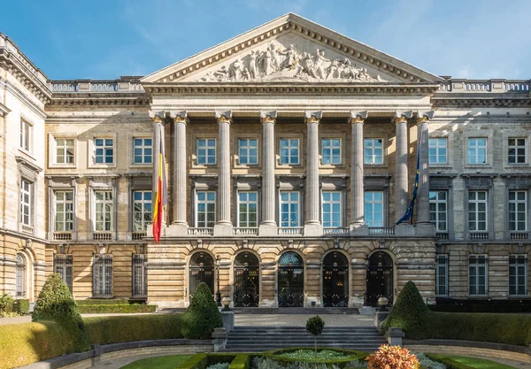Bryssel Belgien September 2018 Närbild Främre Fasad Belgiska Parlamentet Romansk — Stockfoto