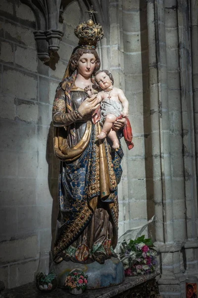 Bruxelas Bélgica Setembro 2018 Estátua Madonna Catedral São Miguel São — Fotografia de Stock