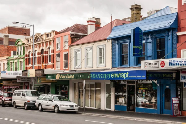 Hobart Tasmania Australia Diciembre 2009 Calle Comercial Criterion Con Tiendas — Foto de Stock