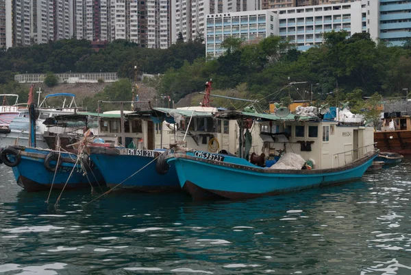 Hong Kong China Mayo 2010 Primer Plano Tres Casas Flotantes — Foto de Stock
