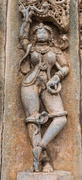 Belur Karnataka Índia Novembro 2013 Brown Wall Stone Panel Sculpture — Fotografia de Stock