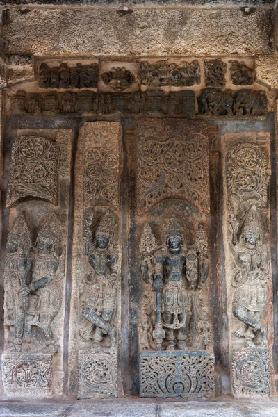 Belur Karnataka Índia Novembro 2013 Chennakeshava Temple Brown Parede Painel — Fotografia de Stock