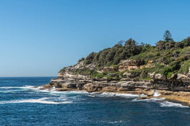 Bondi plajında güney kıyı kayaları, Sydney Avustralya.