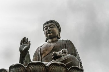 Tian Tan Buddha Frontal Closeup, Hong Kong Çin.