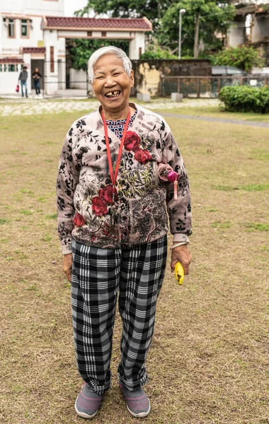 Usměvná dáma na Tai Fu Tai Ancestral Home, Hongkong Čína. — Stock fotografie