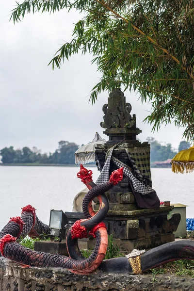 两条蛇在乌伦达努贝拉坦寺庙综合体，贝多戈埃尔，巴厘岛 — 图库照片
