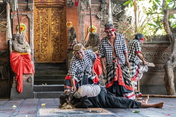 Bandits laugh over dead bear at Sahadewa Barong Dance Studio in — Stock Photo, Image