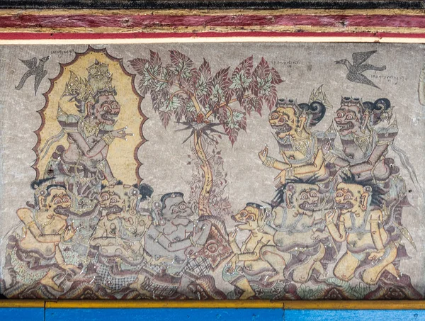 Detail of Kertha Gosa ceiling, Royal Court of Justice, Klungkung — ストック写真