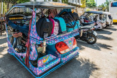 Puerto Princesa, Palawan, Phili mavi-pembe motor-üç tekerlekli taksi