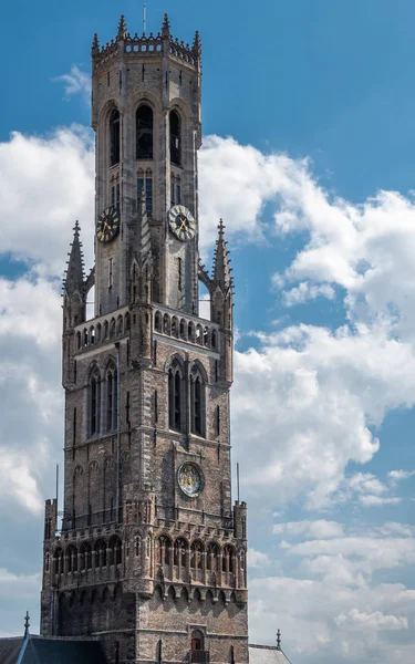 Closeup of Belfry tower in Bruges, Flanders, Belgium. — Stock Photo, Image