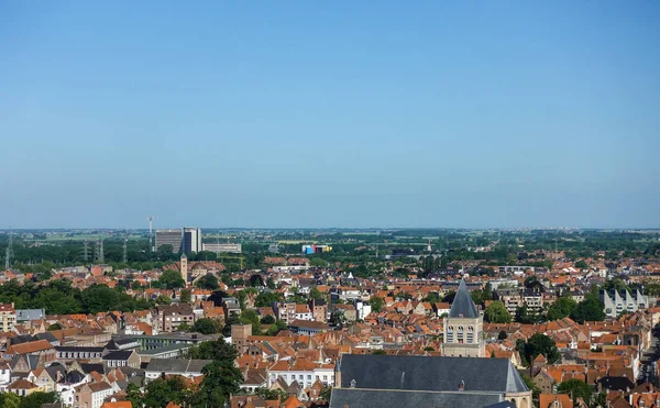 View from Belfry tower: north towards AZ Sint Jan in Bruges, Fla — Stock Photo, Image