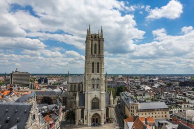 Sint-Baafs Katedrali ve Gent kulesi, Flanders, Belçika.
