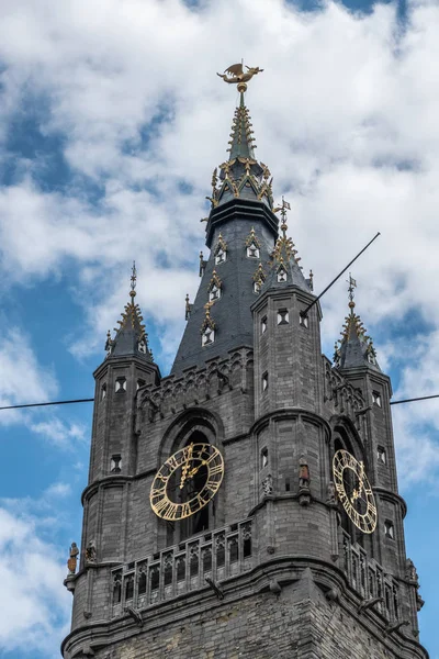 Highest section of Belfry tower in Gent, Flanders, Belgium.