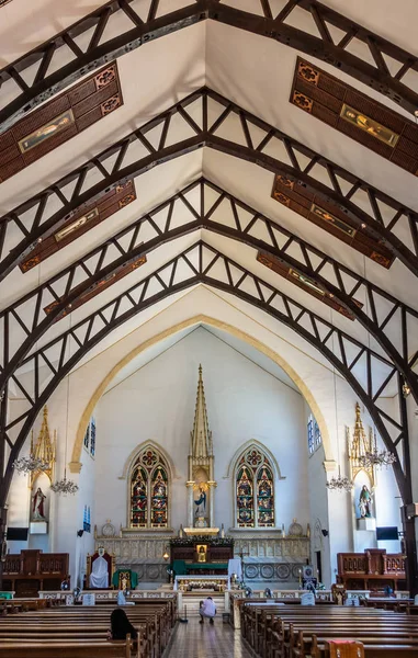 Ceiling, Nave and chancel of Immaculate Conception Cathedral in — Stock Photo, Image
