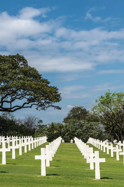 Closeup portraiit of rows of crosses at American Cemetery and Me — Stock Photo, Image