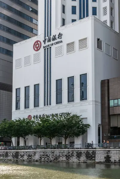 Częściowa podstawa wieży Bank of China w Singapurze. — Zdjęcie stockowe