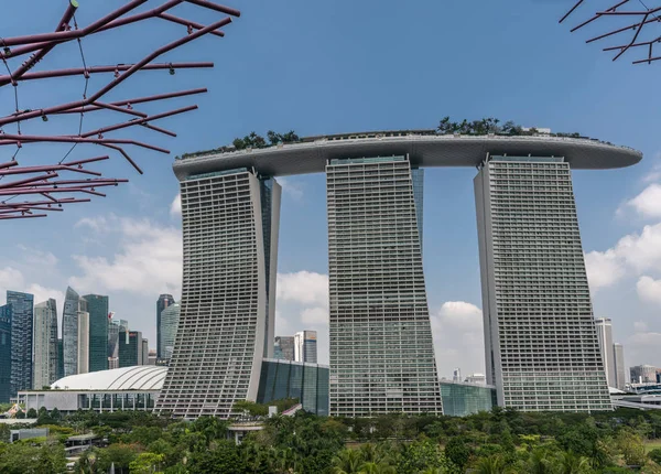 Financial District i Marina Bay Sands w Singapurze. — Zdjęcie stockowe