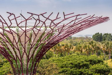 Gardens'da yeşilliklerin üzerinde kısmi supertree üst yakınçekim