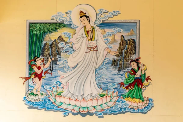 高麗島の彼女の神社での関陰の絵画, Si Racha, T — ストック写真