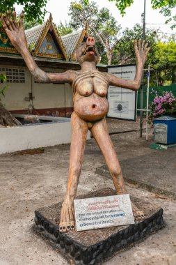 Wang Saen Suk Manastırı 'ndaki Cehennem Bahçesi' ndeki yozlaşmış figür, Ban.