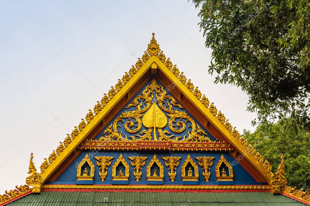 Facade decoration of main prayer hall at Wang Saen Suk monastery