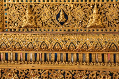 Bangkok T 'deki Royal Booth of Mavna' daki Goldem dekorasyonlarına yakın çekim