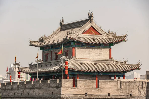 Xian China April 2010 North Gate Huancheng City Wall Closeup — Stock Photo, Image