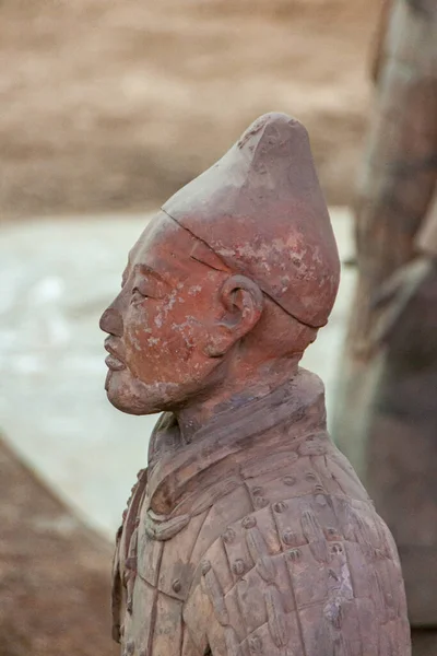 Xian China 2010 Terracotta Army Museum Hall 얼굴은 현장에 회색붉은 — 스톡 사진