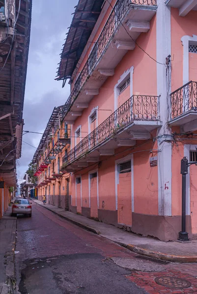 Panama City Panama Kasım 2008 Pembe Boyalı Katlı Evleri Olan — Stok fotoğraf