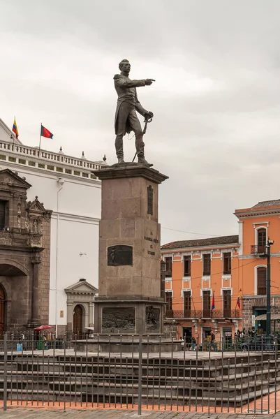 Quito Ecuador Diciembre 2008 Centro Histórico Plaza Santo Domingo Estatua — Foto de Stock