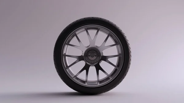 Leichtmetallfelgenrad Mit Einem Komplexen Multi Speichen Open Wheel Design Silber — Stockfoto