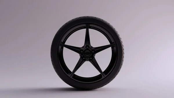 Roda Aro Liga Preta Spokes Open Wheel Design Com Pneu — Fotografia de Stock