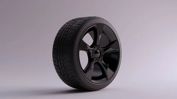 Black Alloy Rim Wheel Medium Flared Spokes Open Wheel Design — стоковое фото