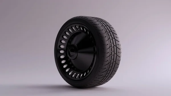 Kółko Stopu Czarnego Felgi Zamkniętym Retro Wheel Design Racing Tyre — Zdjęcie stockowe