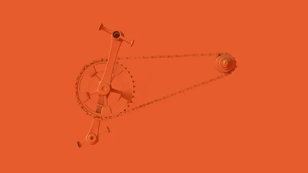 Orange Cykel Cranks Kedja Peddles Sida Visa Illustration Render — Stockfoto
