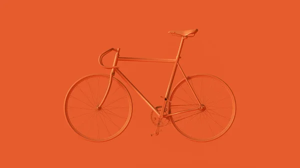 オレンジ固定ギアレーシングバイクサイドビュー3Dイラスト3Dレンダー — ストック写真