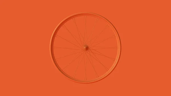 オレンジ自転車ホイール3クォータービュー3Dイラスト3Dレンダー — ストック写真