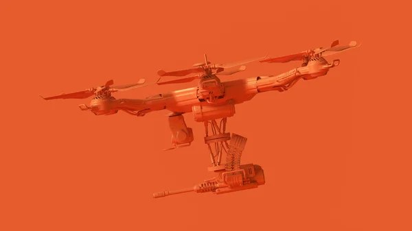 Orange Unmanned Veículo Aéreo Drone Ilustração Render — Fotografia de Stock