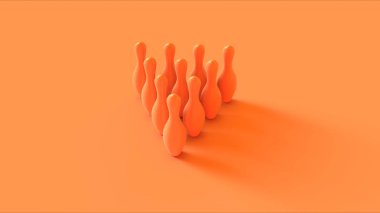 Orange  Bowling Pins 3d illustration 3d rendering clipart