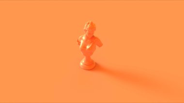 Orange Bust Sculpture 3d illustration clipart